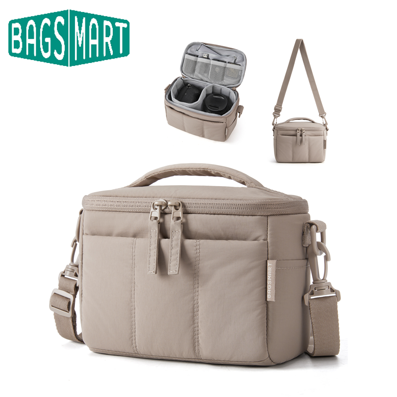 Camera Bag Travel - BAGSMART Padded Camera Shoulder Bag Adjustable