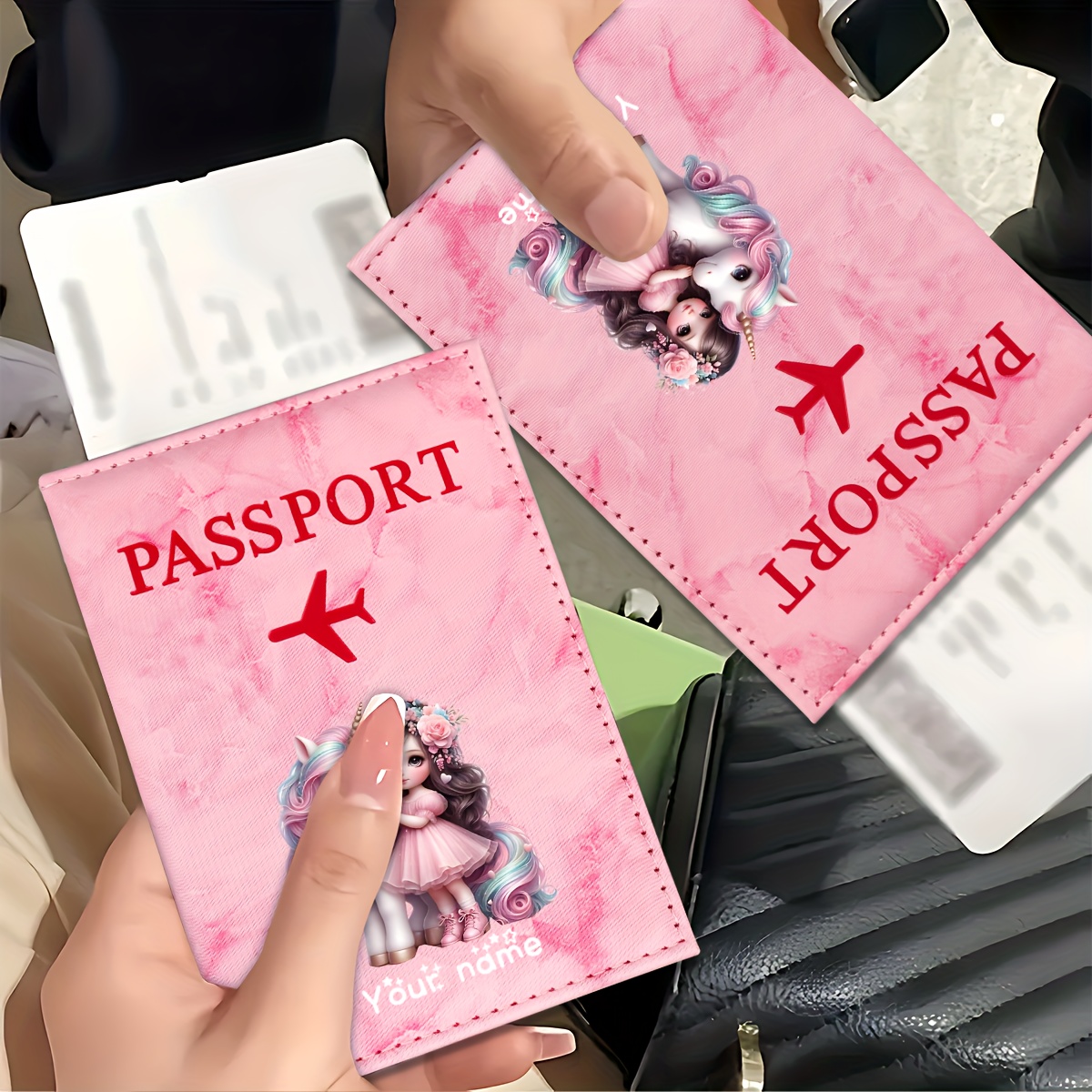 Travel Accessories Plane - Unicorn Girl Pattern PU Passport Holder