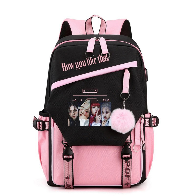 Travel Packing Accessories - Black Pink Pattern Large Capacity Backpack