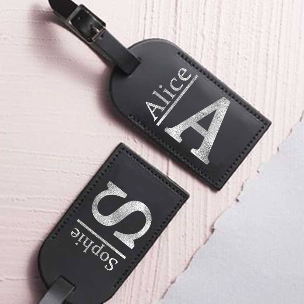 Luggage Tag Leather - Personalized Letter with Name Monogram Luggage