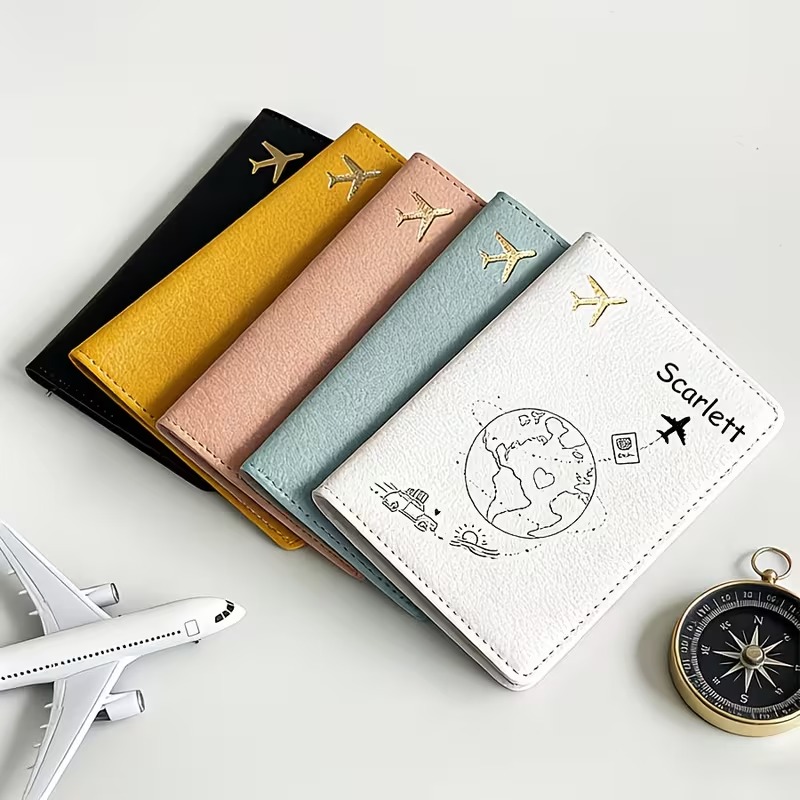Travel Accessories Plane - Custom Name Text Passport Cover with