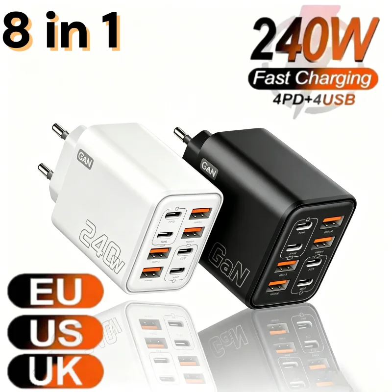 Travel Plug Type C - 8 in 1 240W GaN USB