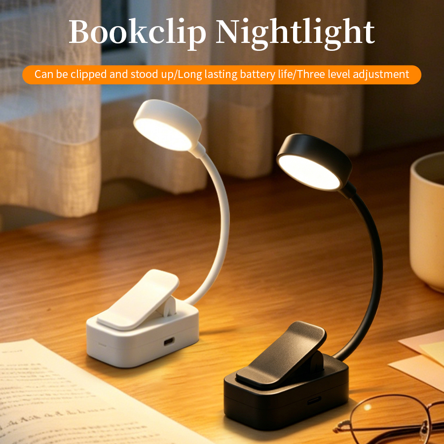 Book Light Flexible - LED Desk Lamp Rechargeable Clip-On Book