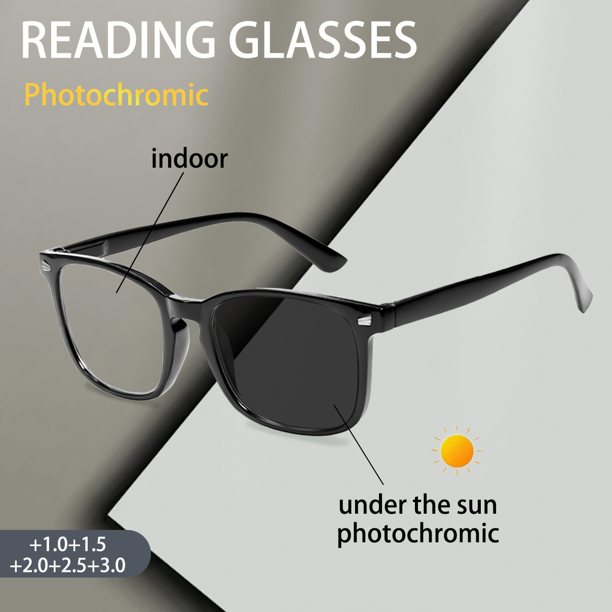 Book Light Flexible - Photochromic Reading Glasses for Men and