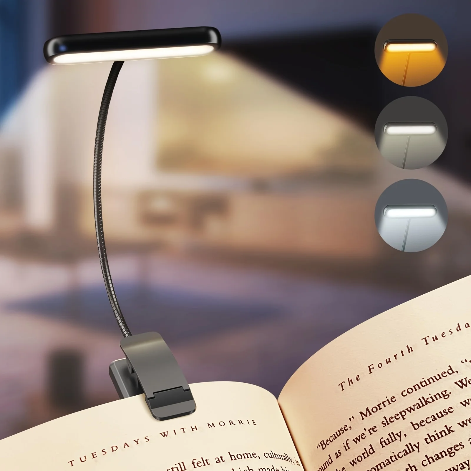 Book Light Flexible - Portable Flexible Easy Clip Night Reading