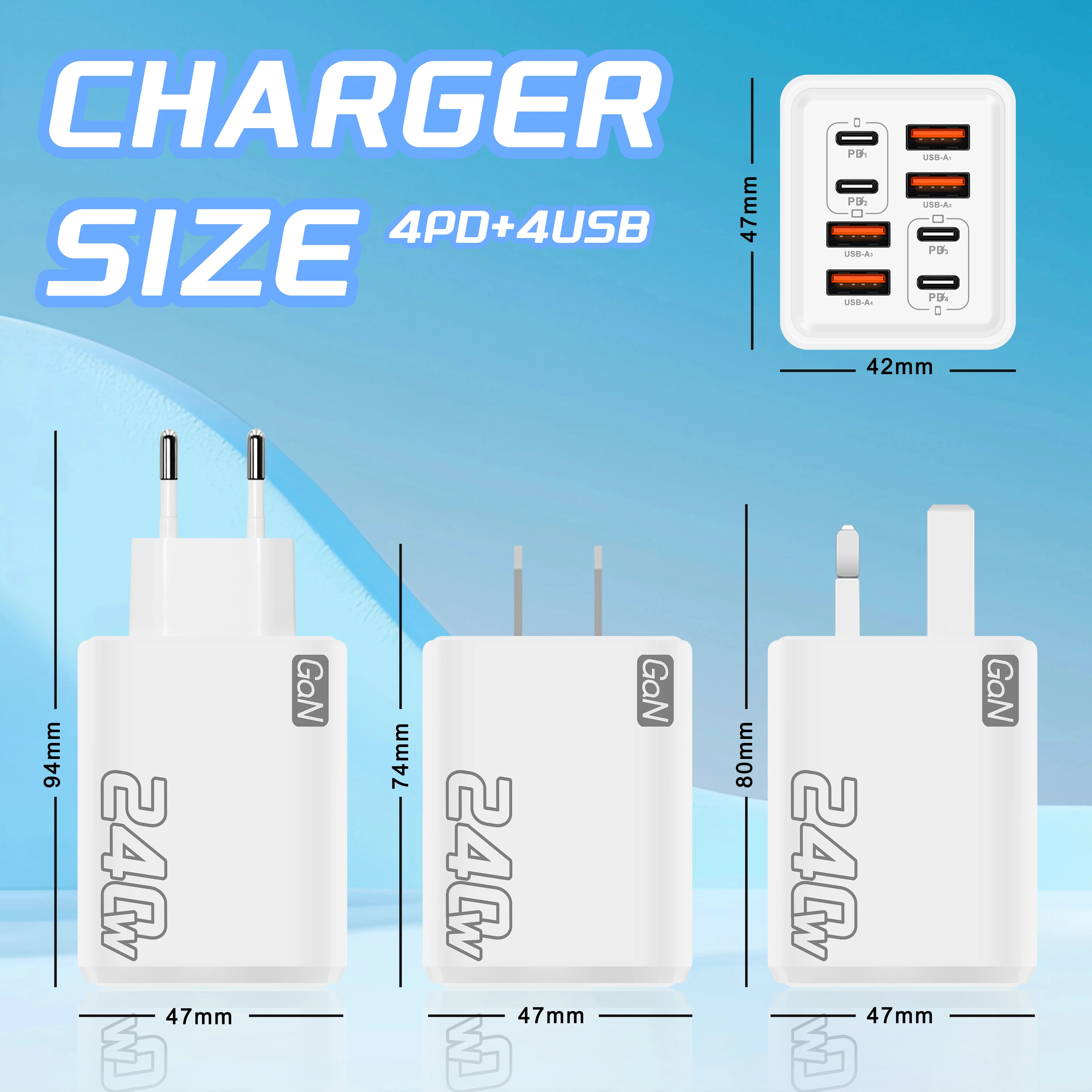 240W GaN USB C Charger 8 in 1  - Travel Plug Type C recension och pris