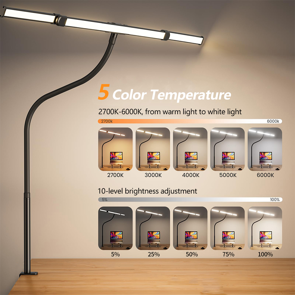 Eye-care LED Clip Metal Desk L - Book Light Flexible recension och pris