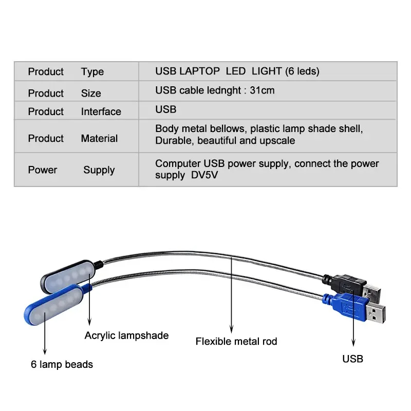 Hot Sale Portable Mini USB LED - Book Light Flexible recension och pris