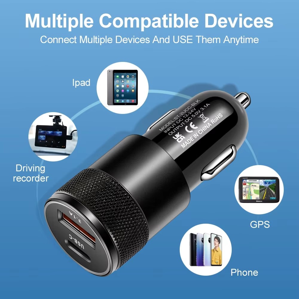 3.1A USB Car Charger Type C Fa - Travel Plug Type C recension och pris