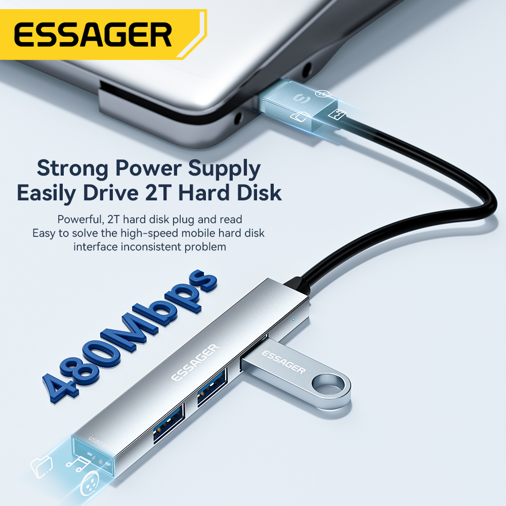 Essager 4 in 1 USB C Cable Hub - Travel Plug Type C recension och pris