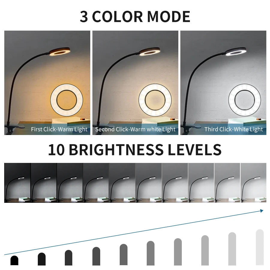 48 LEDs Clip on Desk Lamp 360° - Book Light Flexible recension och pris