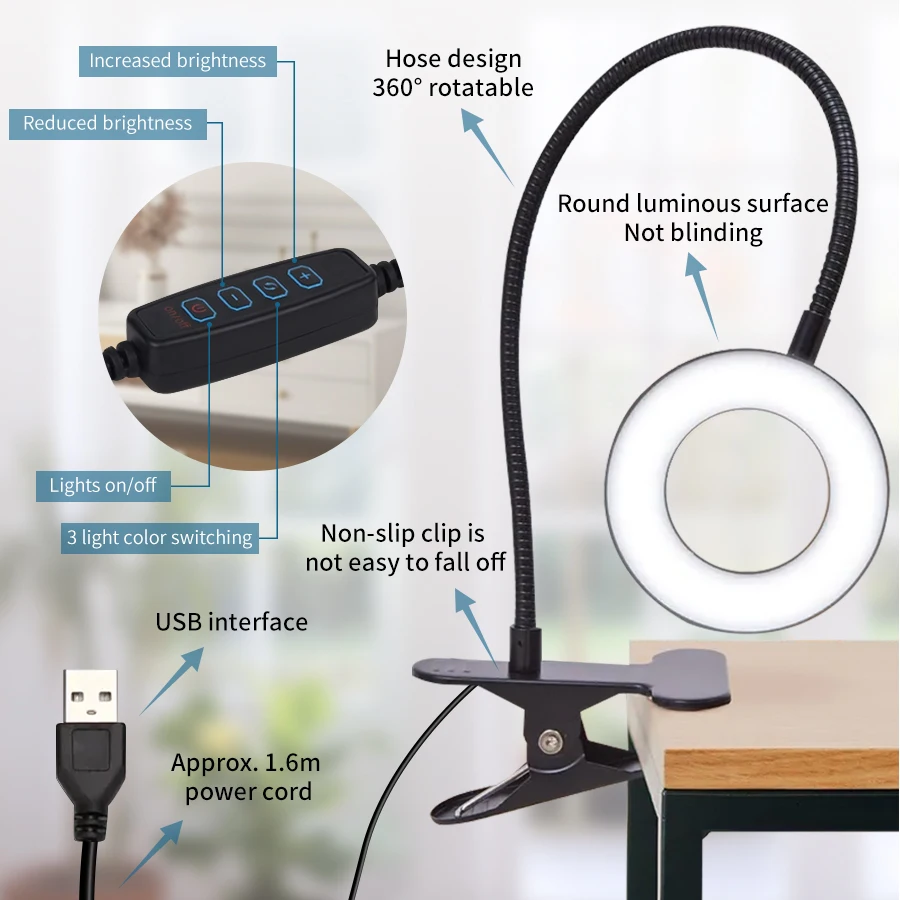 48 LEDs Clip on Desk Lamp 360° - Book Light Flexible recension och pris