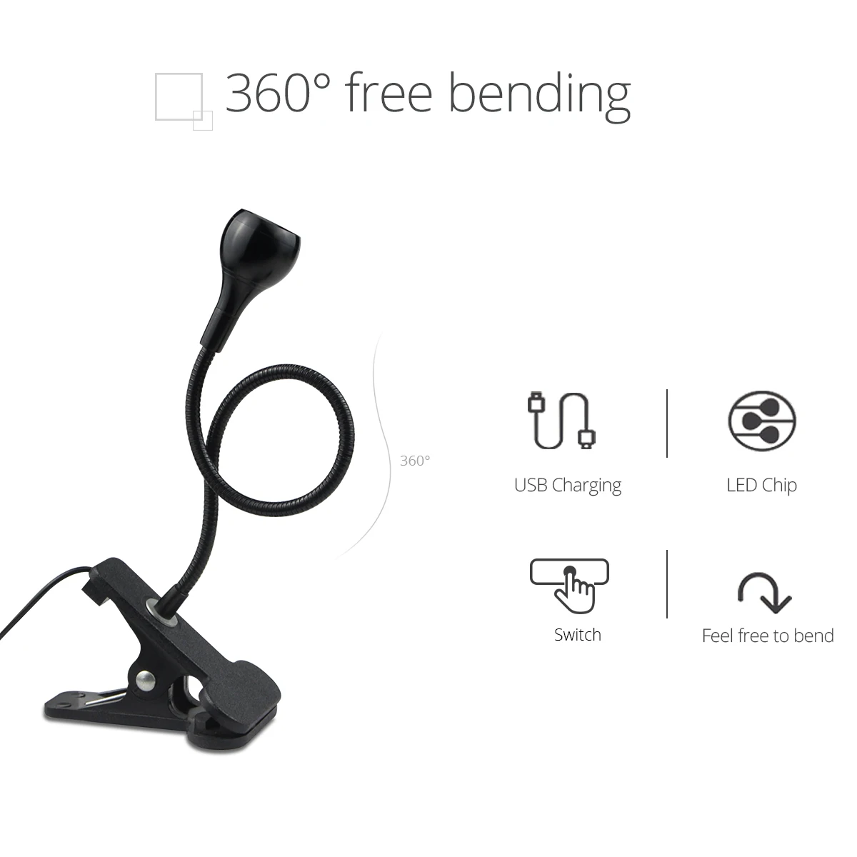 1-10Pcs Clip-On Light USB Powe - Book Light Flexible recension och pris