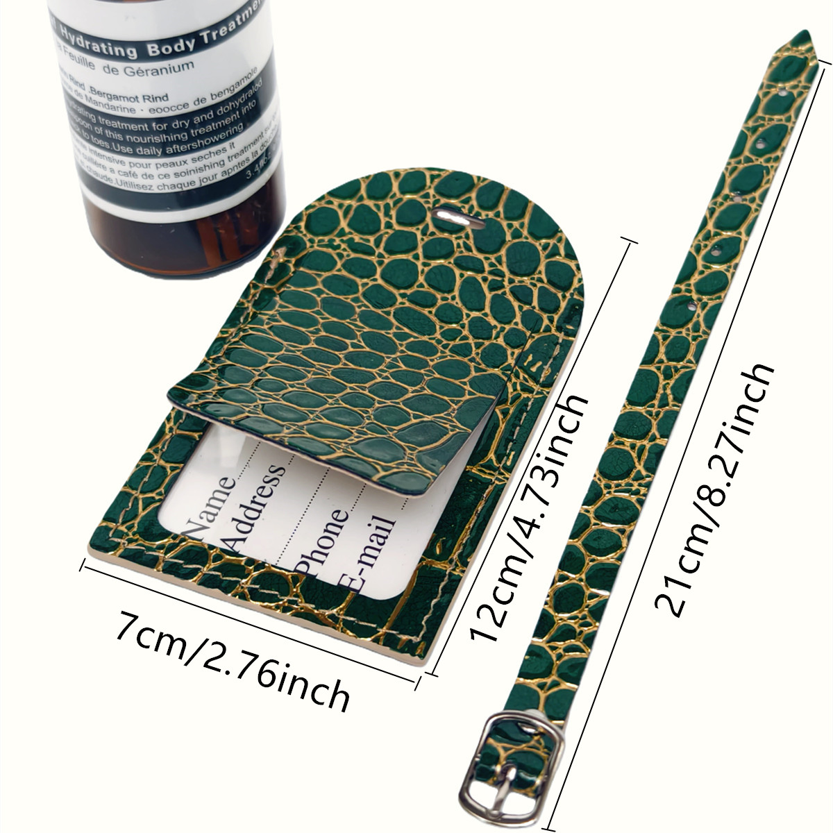 Crocodile Embossed Gold/Silver - Luggage Tag Leather recension och pris
