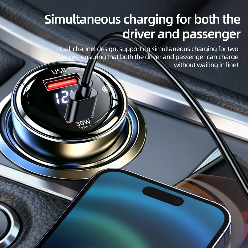 Digital Car Charger 60W PD+QC3 - Travel Plug Type C recension och pris