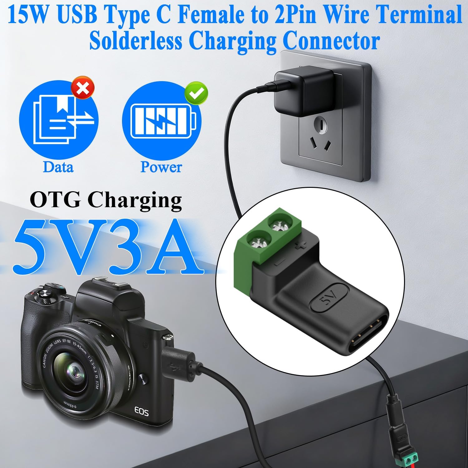 1-4Pcs 5V Crimp Terminal Block - Travel Plug Type C recension och pris