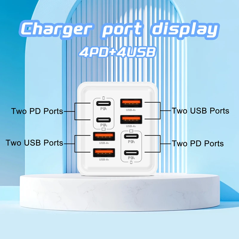 8 in 1 240W GaN USB C Charger  - Travel Plug Type C recension och pris