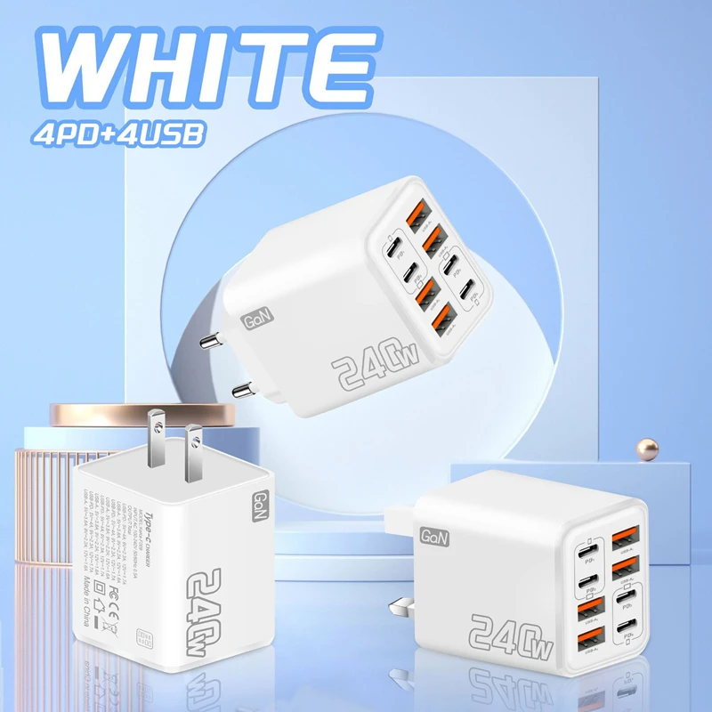 8 in 1 240W GaN USB C Charger  - Travel Plug Type C recension och pris
