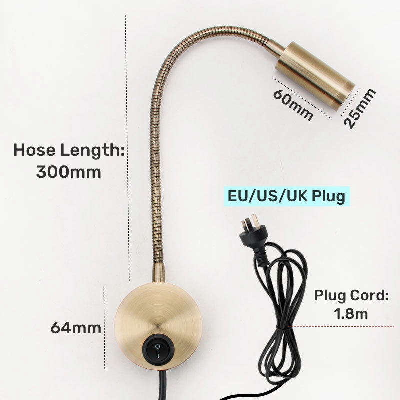3W Bronze Gooseneck LED Wall L - Book Light Flexible recension och pris
