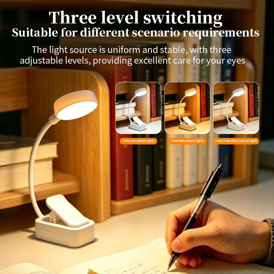 LED Desk Lamp Rechargeable Cli - Book Light Flexible recension och pris